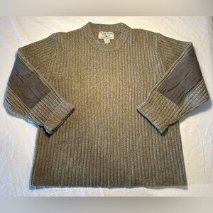 Work Wear Vintage Look Gray/Green Wool Blend Sweater W/ Elbow Patches Men’s XL